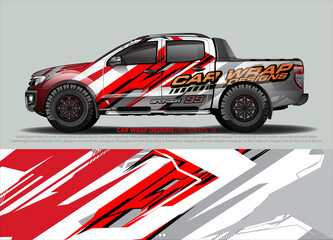 Obraz premium Car wrap decal design vector. abstract Graphic background kit designs for vehicle, race car, rally, livery, sport car