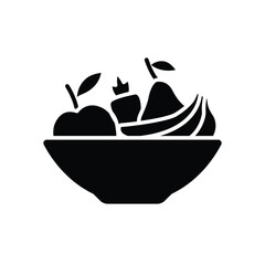 Plate fruit icon. Simple solid style. Vegetable bowl sign, healthy foods diet concept. Vector illustration design isolated. EPS 10.