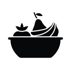 Plate fruit icon. Simple solid style. Vegetable bowl sign, healthy foods diet concept. Vector illustration design isolated. EPS 10.