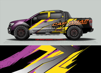 Fototapeta premium Car wrap decal design vector. abstract Graphic background kit designs for vehicle, race car, rally, livery, sport car