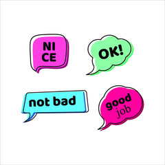 Set of speech bubble with expressions text