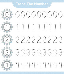 Fototapeta na wymiar Trace the number. Tracing number with Snowflake. Educational children game, printable worksheet, vector illustration