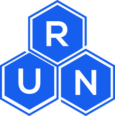 RUN letter logo design on White background. RUN creative initials letter logo concept. RUN letter design. 