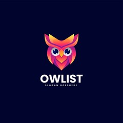 Vector Logo Illustration Owl Gradient Colorful Style.