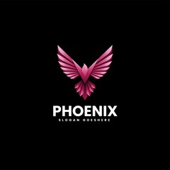 Vector Logo Illustration Phoenix Gradient Colorful Style.