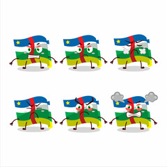 African republic flag cartoon character with various angry expressions