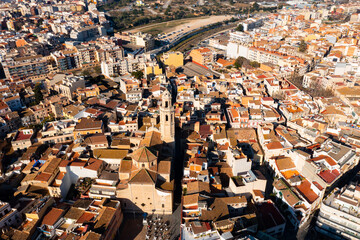 High angle view of El Vendrell - capital of Baix Penedes comarca, Catalonia, Spain.