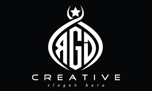 RGD three Letters creative curved oval circle geometric minimalist modern vector logo design