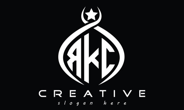 RKC three Letters creative curved oval circle geometric minimalist modern vector logo design