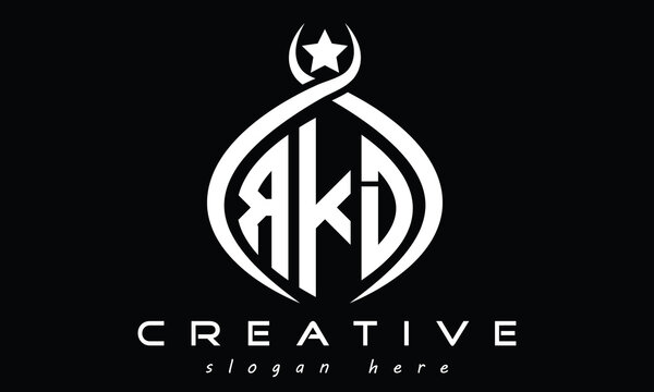 RKD three Letters creative curved oval circle geometric minimalist modern vector logo design