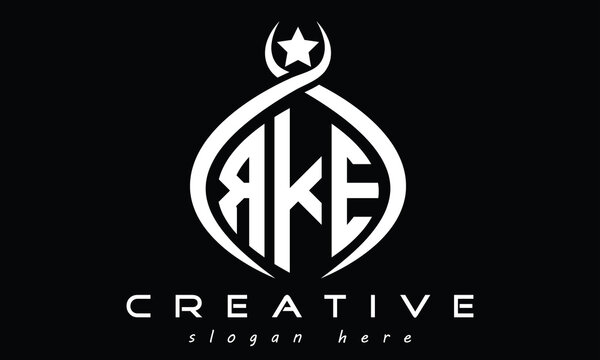 RKE three Letters creative curved oval circle geometric minimalist modern vector logo design