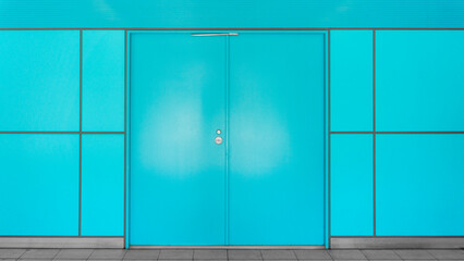 Space with blue walls and doors_24