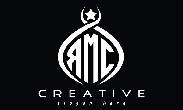 RMC three Letters creative curved oval circle geometric minimalist modern vector logo design