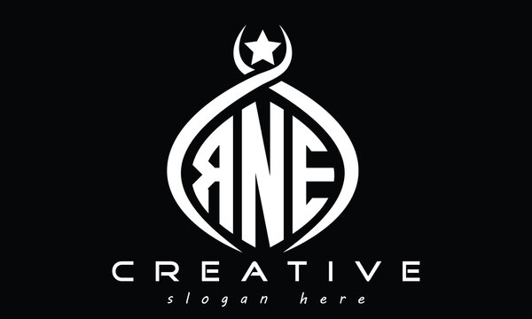 RNE three Letters creative curved oval circle geometric minimalist modern vector logo design