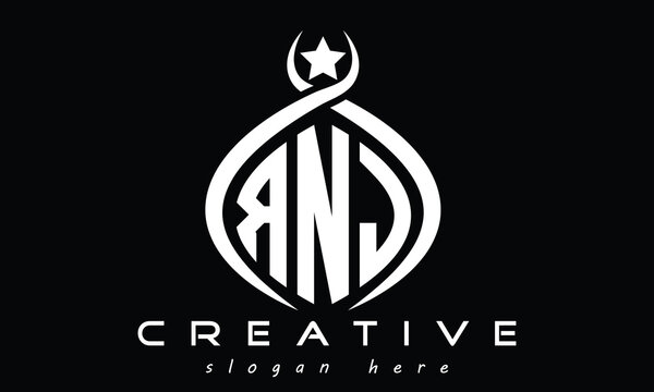 RNJ three Letters creative curved oval circle geometric minimalist modern vector logo design
