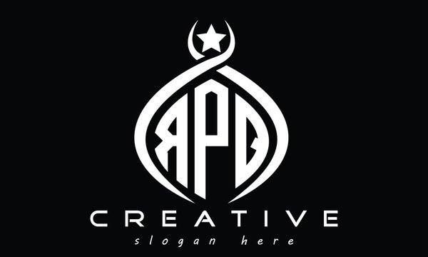 RPQ three Letters creative curved oval circle geometric minimalist modern vector logo design