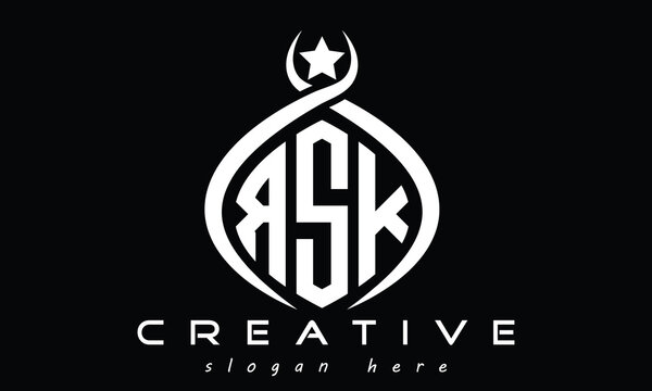 RSK three Letters creative curved oval circle geometric minimalist modern vector logo design