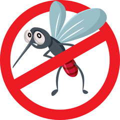 Anti-Mosquito Sign Vector Cartoon Illustration
