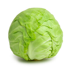 Green heart cabbage isolated on white background with clipping path, cutout. Cabbage is a popular ingredient used worldwide.