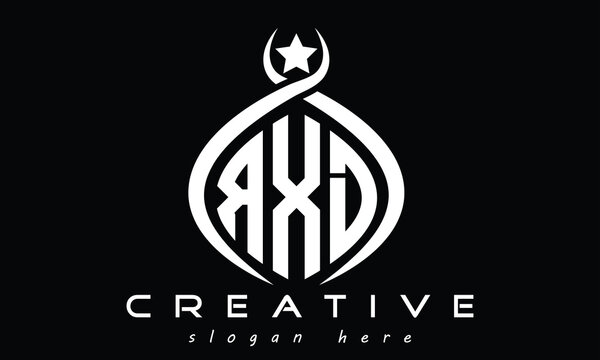 RXD three Letters creative curved oval circle geometric minimalist modern vector logo design