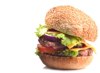 White and black hamburger on a white background