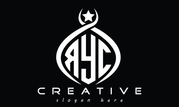 RYC three Letters creative curved oval circle geometric minimalist modern vector logo design