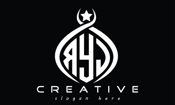 RYJ three Letters creative curved oval circle geometric minimalist modern vector logo design