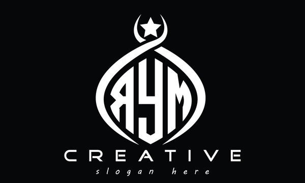 RYM three Letters creative curved oval circle geometric minimalist modern vector logo design