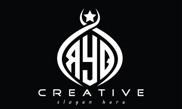 RYQ three Letters creative curved oval circle geometric minimalist modern vector logo design