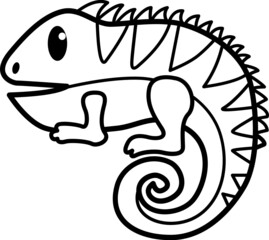 Iguana cartoon drawing for coloring book