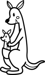 Kangaroo cartoon drawing for coloring book