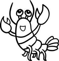 Lobster cartoon drawing for coloring book