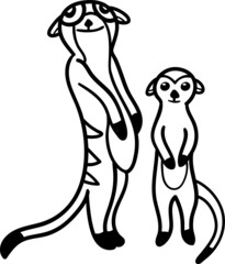 Meerkat cartoon drawing for coloring book