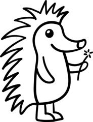 Porcupine cartoon drawing for coloring book