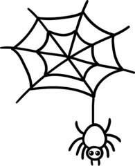 Spider web cartoon drawing for coloring book