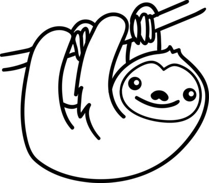 Sloth cartoon drawing for coloring book