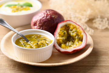 Passion fruit juice with yogurt, Healthy eating