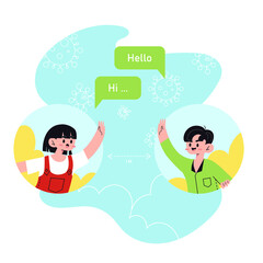 Kids Having a Chatting Illustration