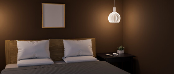 Modern bedroom interior design with comfy king size bed