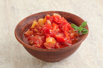 Hungary vegetarian Lecho with vegetables