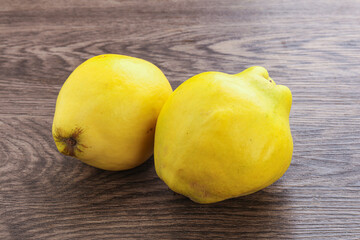 Fresh ripe yellow quince fruit