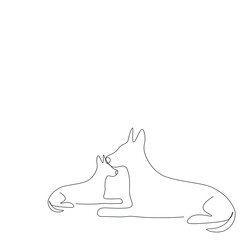 Dogs line drawing on white background vector illustration