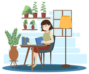 Fototapeta premium Work at home concept in flat design