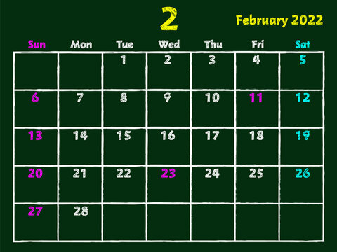 2022年2月黒板カレンダー
