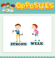 Opposite words for strong and weak