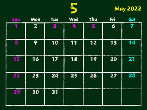 2022年5月黒板カレンダー