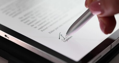 Digital technologies and electronic signature in document in tablet