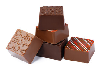 Chocolate sweets on a white background