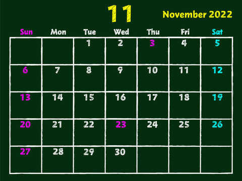 2022年11月黒板カレンダー