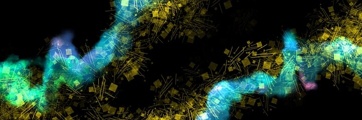 夜空に輝く星と月とミステリアスなオーロラの七夕イラスト